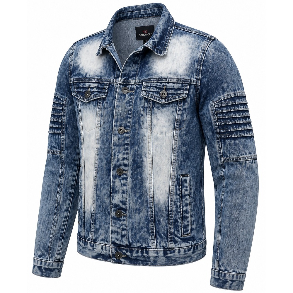 VTG SouthPole Denim Jacket Mens M Blue Acid Wash Y2K Hip Hop Streetwear Trucker